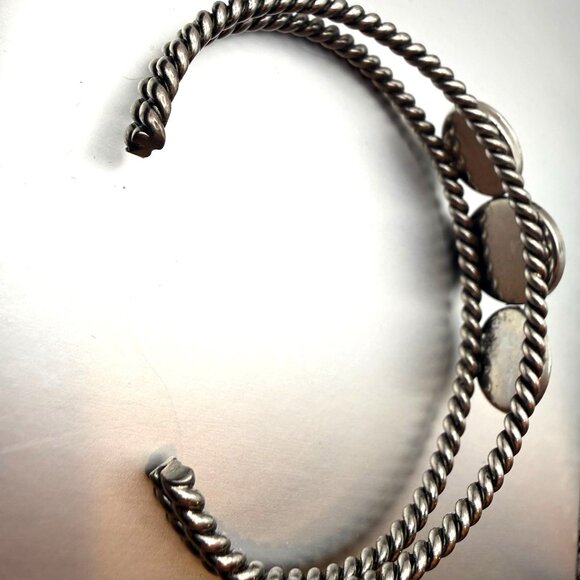 Vintage Southwestern Style Silver Tone Turquoise Cuff Bracelet – Fashion Jewelry - Picture 7 of 7